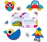 Bblike Puzzle Legno per Bambini - Tangram Giochi Legno, 36 Montessori Puzzle in Legno di Forma Geometrica + 60 Pezzi Disegno Schede di Apprendimento, Divertente Giochi Educativi per 2 3 4 Anni Bambini