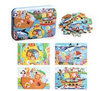 BBLIKE Puzzle Legno, Puzzle per Bambini, 4 Diversi Livelli di Difficoltà, 6 Pezzi, 9 Pezzi, 12 Pezzi, 16 Pezzi, Giocattolo Educativo Perfetto per Ragazzi Ragazze di 2 Anni +