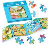 BBLIKE Puzzle magnetico per bambino a partire da 3: puzzle animali con quattro livelli di difficoltà, giochi da viaggio per 3-5 anni, 133 pezzi (storie di animali)