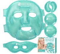 BBLTIF Maschera Occhi Gel Freddo e Maschera Ghiaccio Viso, con 4 Patch Occhi Riutilizzabili, Set Completo di Maschera con Strap Regolabili, per Alleviare il Gonfiore Degli e l'emicrania (6 Pezzi)