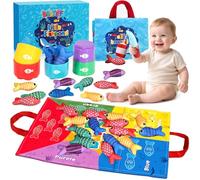 BBLTIFF 22 Pezzi Giochi Bambini 1 Anno, Gioco Pesca Bambini con 15 Pesci, 5 Tazze Impilabili, Canne da Pesca, Borse, Giochi Montessori 1 2 3 Anno, Regalo Bambino 1 2 Anno, Regali per Bambini 1 2 Anni