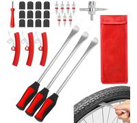 BBLTIFF 28 Pezzi Leva A Cucchiaio in Acciaio Kit, Leva di Montaggio per Pneumatici, Smontagomme Moto, Set Leve Smontagomme con 3 Protezioni per Pneumatici per Moto, Bicicletta