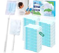BBLTIFF 50 Pezzi Ricariche per Spolverino con Manico Corto e Un Manico Telescopico, Piumino per Spolverare, Cattura Polvere, Spolverino per Polvere, Duster Ricariche Ricambi per Pulire Polvere Capelli