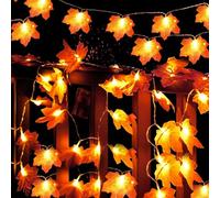 BBLTIFF Ghirlanda Autunnale, 3M 30 LED Foglie di Acero Luci, Decorazioni Autunnali Decorazione Batteria Alimentato, Addobbi Autunnali Lucine Perfetta per Halloween, Natale, Feste, Interni, Patio
