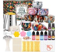BBLTIFF Kit Candele Fai Da Te, Kit per Fabbricazione Candele, Kit per Candele con 480 g Di Cera d'api, 8 Vasetti di Candele, 4 Essenze Colorate e 4 Fragranze ect, per Principianti DIY Set Regalo