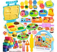 BBLTIFF Pasta Modellabile Bambini, 49 Pezzi Formine Plastilina per Bambini, Argilla da Modellare con 24 Vasetti Plastilina e Macchina per Hamburger, per 2-12 Anni
