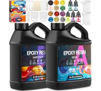 BBLTIFF Resina Epossidica Trasparente 2.04L - Kit Completo 1:1 Con Colori, Bastoncini, Cucchiai, Guanti, Misurini, Pinzette, Brillantini - Per Arti e Mestieri