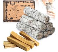 BBLTIFF Salvia Bianca da Bruciare, 6 Pezzi Salvia Bianca e 6 Pezzi Palo Santo, Purificazione, Incenso Per La Pulizia Spirituale e i Rituali Energetici (10-11CM)