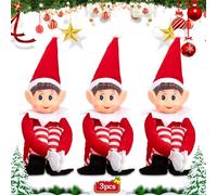 BBLTIFF Set di 3 Elfo Natale, Elfi di Natale Pupazzi 35CM, Gnomi Natalizi, Elfo Dispettoso con Corpo Morbido e Viso in Vinile, Elfi Natalizi Piccoli, per Decorazioni Natalizie (Rosso)