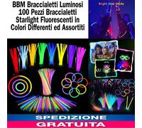 BBM Braccialetti Luminosi 100 Pz Starlight Fluorescenti in Colori Differenti