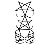 BBOHSS Donna Body Harness Reggiseno Set Pettorina Punk Halloween Taglie Forti Regolabile Reggiseno Set Punk Gotico Carnevale Danza Costume (Nero)