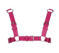 BBOHSS Imbracatura per il corpo in pelle da uomo Cintura per imbracatura con cintura toracica regolabile Accessori per costumi di danza di carnevale gotici (Rosa rossa)