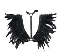 BBOHSS Uomini Body Harness Piume Reggiseno di Cuoio Moda Punk Hollow Gotico Carnevale Festa di Halloween Ballo Reggiseni Decorativi. (Nero)
