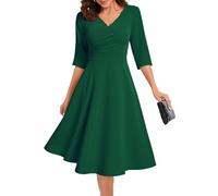 Bbonlinedress Abiti da sera eleganti per matrimonio a maniche lunghe abito invernale abito festivo con tasche party abito cocktail abiti rockabilly, verde scuro, M
