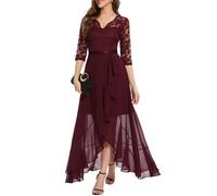 Bbonlinedress Abiti da Sera Manica Lunga Elegante delle Donne Festive Prom Dress Estate Chiffon Abito da Damigella d'Onore Partito Abito da Ballo Burgundy XL