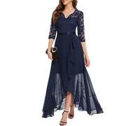 Bbonlinedress Abiti da Sera Manica Lunga Elegante delle Donne Festive Prom Dress Estate Chiffon Abito da Damigella d'Onore Partito Abito da Ballo Navy L