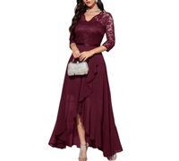 Bbonlinedress Abiti da Sera Manica Lunga Elegante delle Donne Festive Prom Dress Estate Chiffon Abito da Damigella d'Onore Partito Abito da Ballo Burgundy M