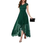 Bbonlinedress Abiti da Sera Manica Lunga Elegante delle Donne Festive Prom Dress Estate Chiffon Abito da Damigella d'Onore Partito Abito da Ballo Dark Green XS