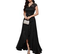 Bbonlinedress Abiti da Sera Manica Lunga Elegante delle Donne Festive Prom Dress Estate Chiffon Abito da Damigella d'Onore Partito Abito da Ballo Black XS