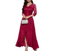 Bbonlinedress Abiti da Sera Manica Lunga Elegante delle Donne Festive Prom Dress Estate Chiffon Abito da Damigella d'Onore Partito Abito da Ballo Dark Red S