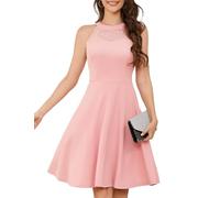 Bbonlinedress Abito da Cocktail da Donna Abiti da Sera Rockabilly Retro Vintage Halter Blush S