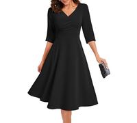 Bbonlinedress Abito da Sera Elegante per Matrimonio a Maniche Lunghe Invernale Festivo con Tasche Party Cocktail Rockabilly