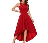 Bbonlinedress Abito da sposa formale da cocktail da donna, con scollo all'americana, da sera, per feste, feste, feste, balli studenteschi, 2026, Rosso Hi-lo, S