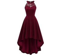 Bbonlinedress Abito Estivo delle Donne Halter Alto Basso Abito da Cocktail Abiti Festivi Abito da Sposa Abiti da Sera Eleganti per Matrimonio-1Burgundy L
