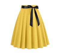 Bbonlinedress - Gonna da donna, vintage, basic, versatile, casual, a vita alta, per il tempo libero, linea A, rockabilly, gonna a pieghe, O giallo, S