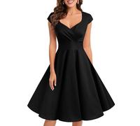 Bbonlinedress Women's Vintage 1950s cap Sleeve Rockabilly Cocktail Dress Multi-Colored Black L