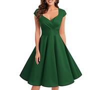 Bbonlinedress Women's Vintage 1950s cap Sleeve Rockabilly Cocktail Dress Multi-Colored Green L