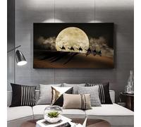 BBOVOBB Cammello nel deserto Paesaggio Tela Pittura Luna Scena notturna Wall Art Poster e stampe Immagini su tela Decor 30x50 cm (12x20 pollici) Senza cornice