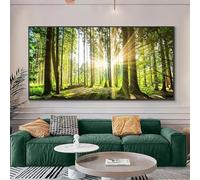 BBOVOBB Dipinti su tela con paesaggi di alberi verdi per camera da letto, quadri, stampe, quadri su parete, decorazioni per soggiorno, 85x170 cm (33x67 pollici) senza cornice
