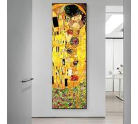 BBOVOBB Gustav Klimt Bacio Pittura su tela Arte della parete Astratta Oro che si bacia Coppia Poster e stampe per soggiorno Decorazione moderna 50x160 cm (20x63 pollici) Senza cornice