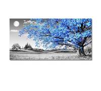 BBOVOBB Moderno astratto albero blu opere d'arte su tela pittura in bianco e nero stampe di paesaggi arte della parete per la decorazione del soggiorno 70x140 cm (28x55 pollici) senza cornice