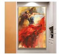 BBOVOBB Quadro su tela per soggiorno Vintage Flamenco spagnolo Ballerina di bellezza Quadro su tela Immagine di arte della parete Decorazione moderna 60x90 cm (24x35 pollici) Senza cornice