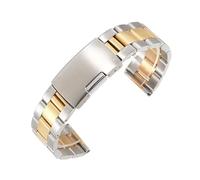 BBPLWEEA YingYou 18mm 20mm 22mm 24mm 26mm 28mm 30mm Cinturino For Orologio In Acciaio Inossidabile Cinturino In Metallo Classico Solido For Orologio Da Polso Con Perni(Silver Gold,18mm)
