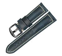 BBPLWEEA YingYou Cinturino Fatto A Mano 20mm 22mm 24mm con Fibbia Nera Cinturino Orologio in Pelle Cerata Vintage Compatibile con Cinturino Fossil(Blue B_21mm)