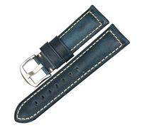 BBPLWEEA YingYou Cinturino Fatto A Mano 20mm 22mm 24mm con Fibbia Nera Cinturino Orologio in Pelle Cerata Vintage Compatibile con Cinturino Fossil(Blue S_19mm)