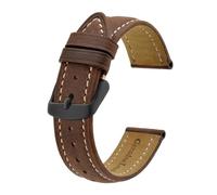 BBPLWEEA YingYou Cinturino for Orologio 14mm~24mm Cinturino in Pelle retrò Crazy Horse con Cinturino di Ricambio con Fibbia Nera for Uomo E Donna(Brown(Beige Line)_22mm)