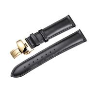 BBPLWEEA YingYou Cinturino For Orologio In Vera Pelle Di Vitello Liscia A Sgancio Rapido Da 14/18/20/22 Mm Con Fibbia A Farfalla Solida Business(Black-gold,21mm)