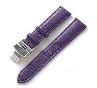 BBPLWEEA YingYou Cinturino In Pelle Litchi Grana Pelle Fibbia A Farfalla 14 16 18 20 22 Mm Cinturino Nero Marrone Blu Accessori For Orologi(Purple,19mm)