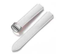 BBPLWEEA YingYou Compatibile Con Cinturino In Morbida Pelle Di Vacchetta Blu Cartier Con Cinturino A Palloncino Blu, Accessori Pieghevoli In Pelle Da Uomo E Da Donna(White,18x11mm)