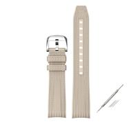 BBPLWEEA YingYou Compatibile con Swatch X Omega Joint MoonSwatch 20mm Cinturino a sgancio rapido for uomo e donna con estremità curva in silicone e cinturino for orologio(Khaki white)