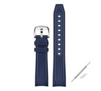 BBPLWEEA YingYou Compatibile con Swatch X Omega Joint MoonSwatch 20mm Cinturino a sgancio rapido for uomo e donna con estremità curva in silicone e cinturino for orologio(Royal blue white)