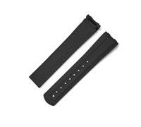 BBPLWEEA YingYou Estremità curva in FKM da 20 mm di nuova concezione, compatibile con il cinturino in gomma Omega Seamaster 300 con fibbia pieghevole(Black,Silver Buckle)