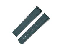 BBPLWEEA YingYou Estremità curva in FKM da 20 mm di nuova concezione, compatibile con il cinturino in gomma Omega Seamaster 300 con fibbia pieghevole(Green,Silver Buckle)