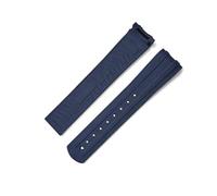 BBPLWEEA YingYou Estremità curva in FKM da 20 mm di nuova concezione, compatibile con il cinturino in gomma Omega Seamaster 300 con fibbia pieghevole(Blue,Silver Buckle)