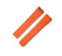BBPLWEEA YingYou Estremità curva in FKM da 20 mm di nuova concezione, compatibile con il cinturino in gomma Omega Seamaster 300 con fibbia pieghevole(Orange,Silver Buckle)