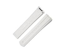 BBPLWEEA YingYou Estremità curva in FKM da 20 mm di nuova concezione, compatibile con il cinturino in gomma Omega Seamaster 300 con fibbia pieghevole(White,Silver Buckle)